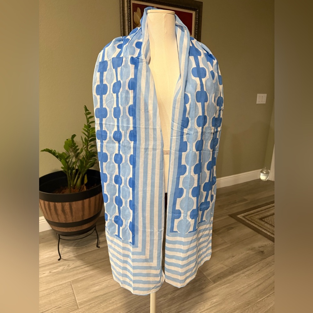 Gretchen Scott Designs Blue and White Polka Dot Scarf